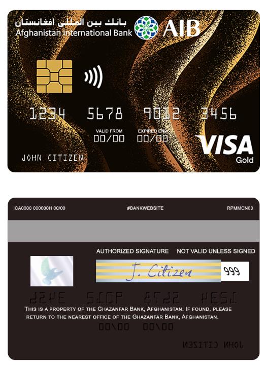 Afghanistan international bank visa gold credit card